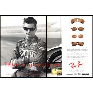 1995 Ray-ban Sunglasses Jeff Gordon NASCAR 2 Page Vintage Print Ad Wall Art